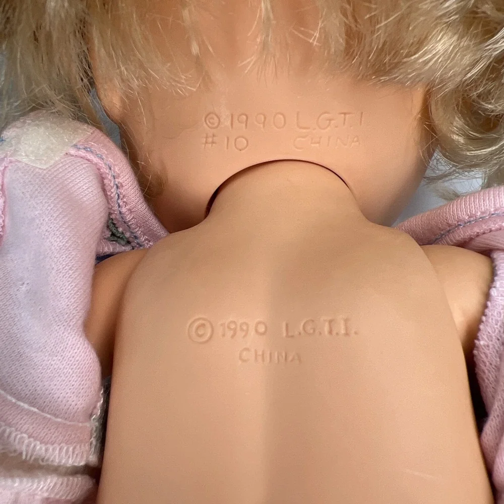 Vintage 1990 Galoob Baby Face So Playful Penny #10 Blue Eyes Pink Outfit